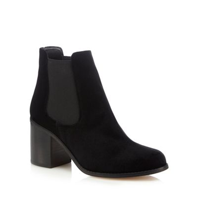 Faith Black 'Sadie' velvet heel ankle boots